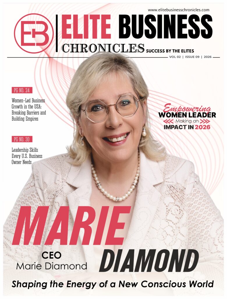Elite Business Chronicles magazine cover featuring Marie Diamond, CEO of Marie Diamond Productions